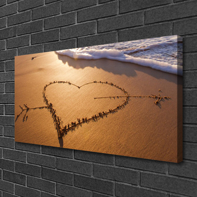 Cuadro en lienzo Playa corazón mar arte