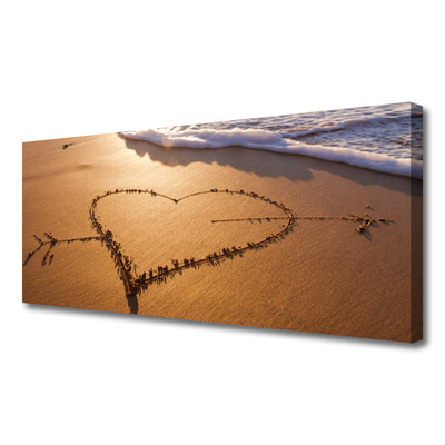Cuadro en lienzo Playa corazón mar arte