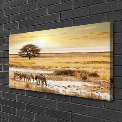 Cuadro en lienzo Cebras safari paisaje