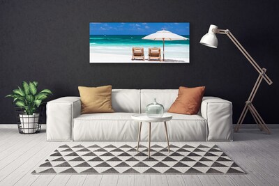 Cuadro en lienzo Playa sombrilla paisaje