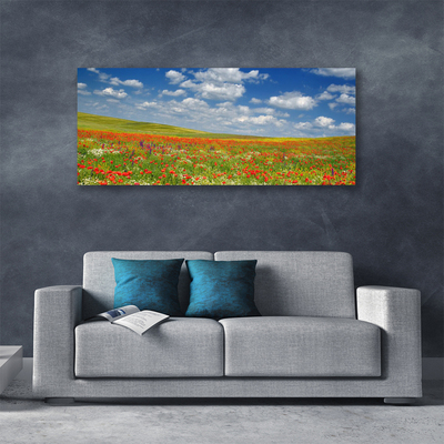 Cuadro en lienzo Prado flores paisaje