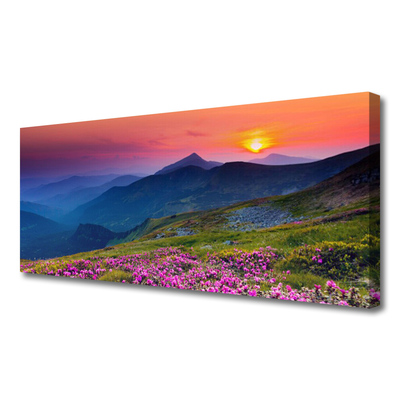 Cuadro en lienzo canvas Monte prado flores paisaje