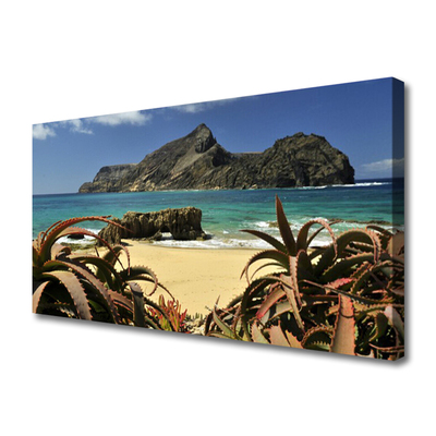 Cuadro en lienzo canvas Playa mar roca paisaje