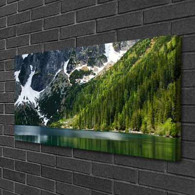 Cuadro en lienzo canvas Lago bosque monte paisaje
