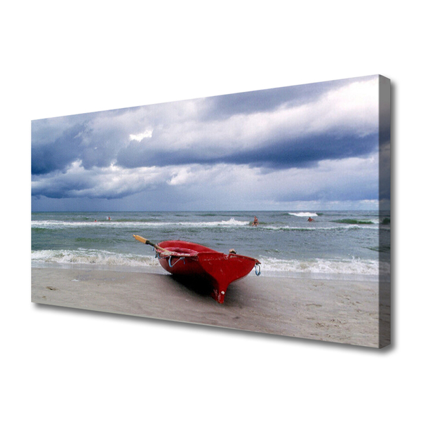 Cuadro en lienzo canvas Bote playa mar paisaje