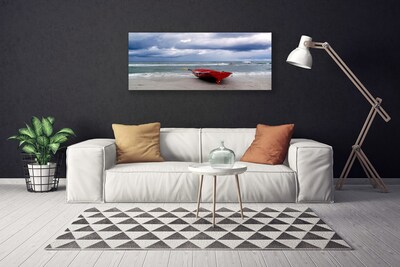 Cuadro en lienzo canvas Bote playa mar paisaje