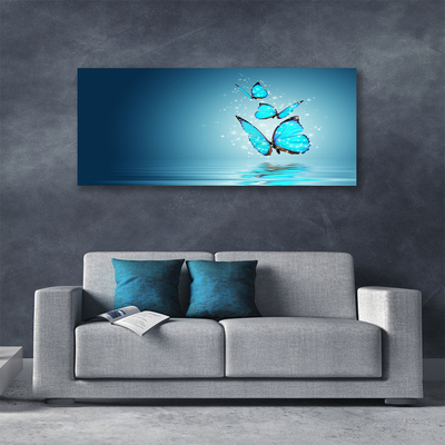 Cuadro en lienzo canvas Azul mariposas agua arte