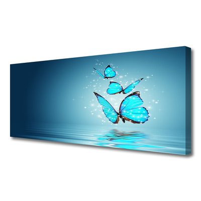 Cuadro en lienzo canvas Azul mariposas agua arte