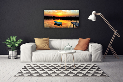Cuadro en lienzo canvas Bote puente lago paisaje