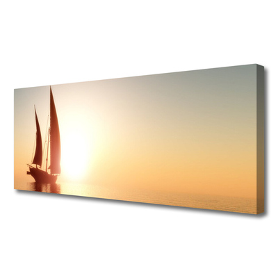 Cuadro en lienzo canvas Bote mar sol paisaje