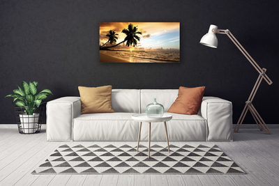 Cuadro en lienzo canvas Palmera árboles playa paisaje