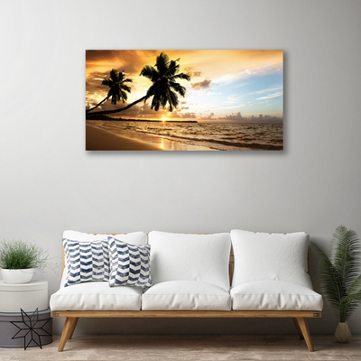 Cuadro en lienzo canvas Palmera árboles playa paisaje