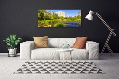 Cuadro en lienzo canvas Lago monte bosque naturaleza