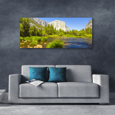 Cuadro en lienzo canvas Lago monte bosque naturaleza