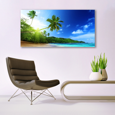 Cuadro en lienzo canvas Playa mar palmera paisaje