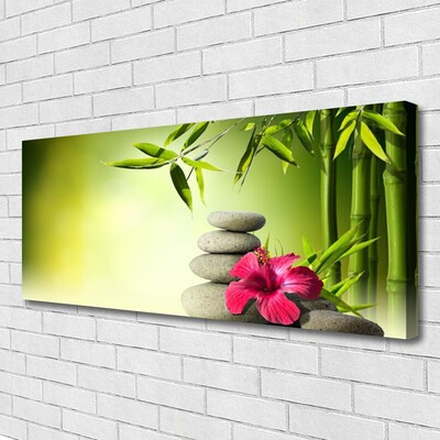 Cuadro en lienzo canvas Bambú flor piedras zen