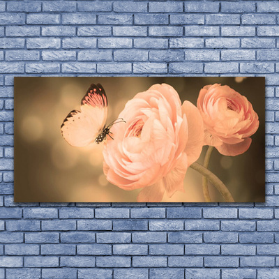 Cuadro en lienzo canvas Mariposa rosas naturaleza