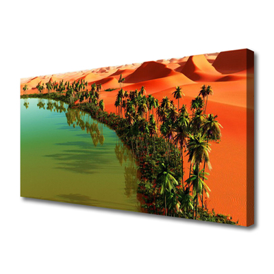 Cuadro en lienzo canvas Lago desierto palmeras