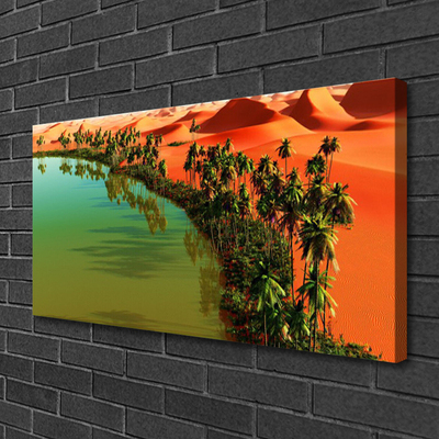 Cuadro en lienzo canvas Lago desierto palmeras