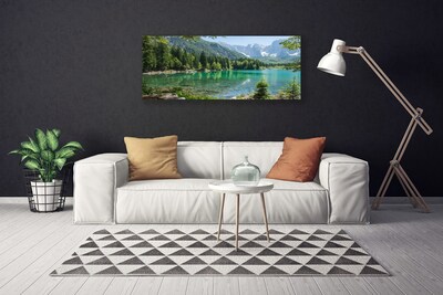 Cuadro en lienzo canvas Monte lago bosque naturaleza
