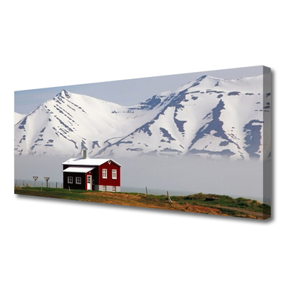 Cuadro en lienzo canvas Monte casa paisaje nieve