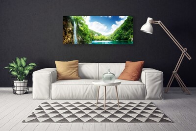 Cuadro en lienzo canvas Monte bosque lago naturaleza