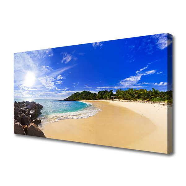 Cuadro en lienzo canvas Sol mar playa paisaje