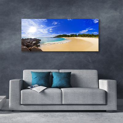 Cuadro en lienzo canvas Sol mar playa paisaje