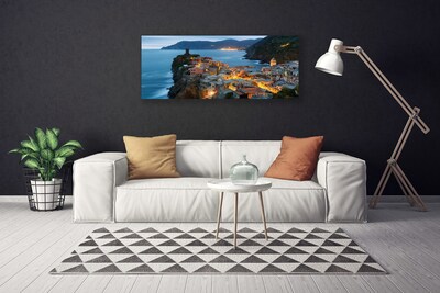 Cuadro en lienzo canvas Mar ciudad monte paisaje