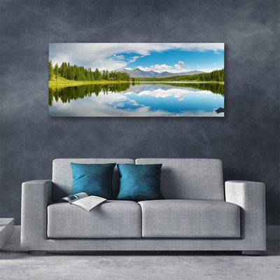Cuadro en lienzo canvas Bosque lago monte paisaje