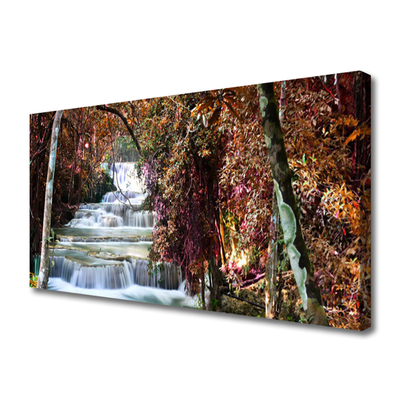 Cuadro en lienzo canvas Salto del agua bosque naturaleza