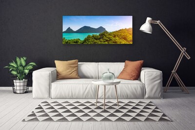 Cuadro en lienzo canvas Monte mar árboles paisaje