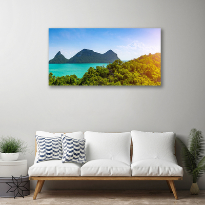Cuadro en lienzo canvas Monte mar árboles paisaje