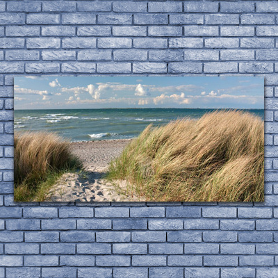 Cuadro en lienzo canvas Playa mar hierba paisaje