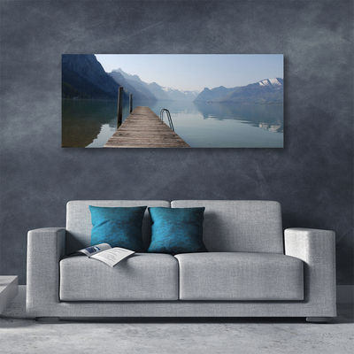 Cuadro en lienzo canvas Muelle lago monte paisaje