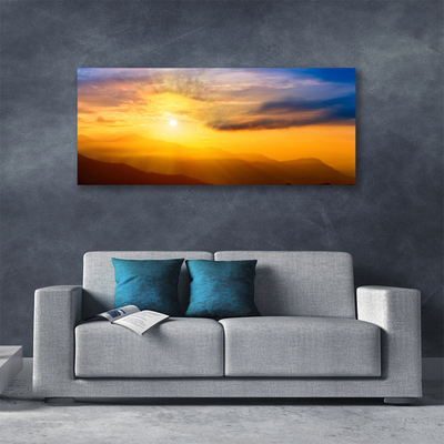 Cuadro en lienzo canvas Monte sol nubes paisaje