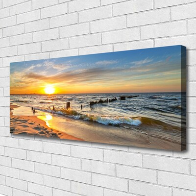 Cuadro en lienzo canvas Mar puesta de sol playa