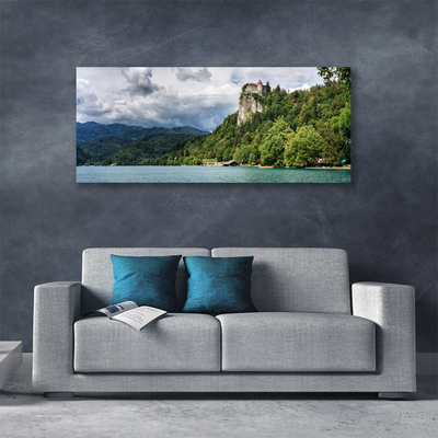 Cuadro en lienzo canvas Castillo en el monte bosque paisaje