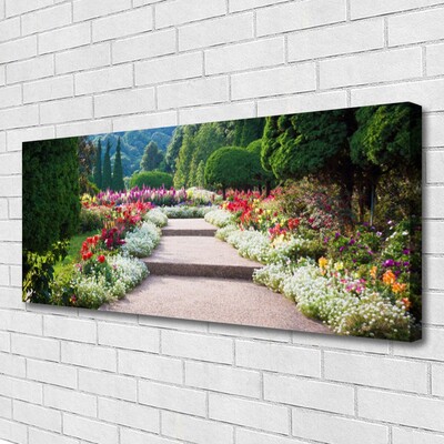 Cuadro en lienzo canvas Parque flores escalera jardín