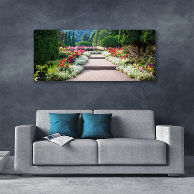 Cuadro en lienzo canvas Parque flores escalera jardín