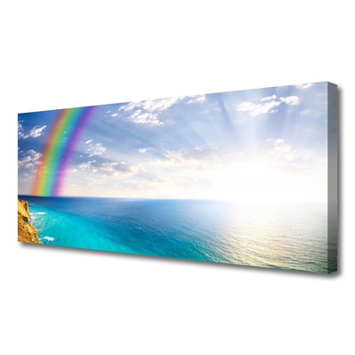 Cuadro en lienzo canvas Arco iris por encima del mar paisaje