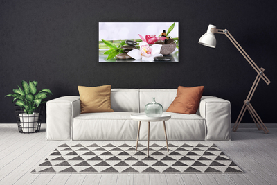 Cuadro en lienzo canvas Orquídea flores bambú