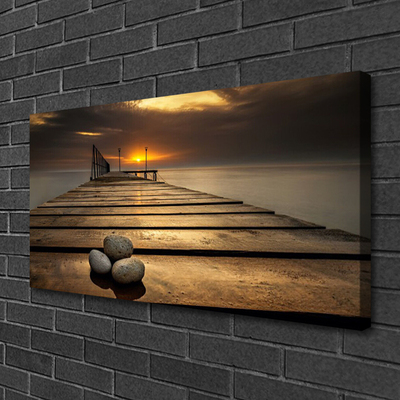 Cuadro en lienzo canvas Mar muelle puesta de sol