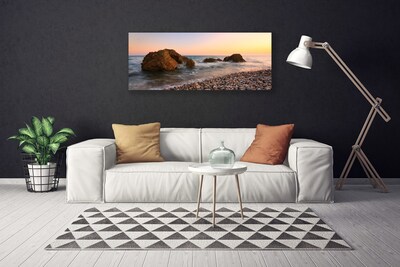Cuadro en lienzo canvas Costa mar olas rocas