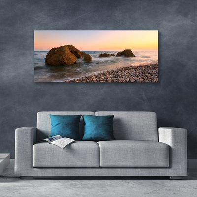 Cuadro en lienzo canvas Costa mar olas rocas