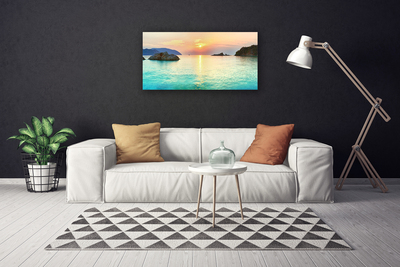Cuadro en lienzo canvas Sol rocas mar paisaje