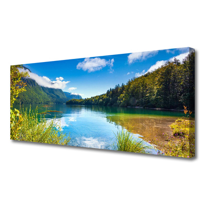Cuadro en lienzo canvas Monte bosque naturaleza lago