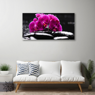 Cuadro en lienzo canvas Piedras zen orquídea spa