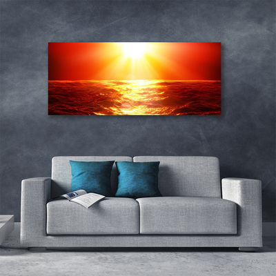 Cuadro en lienzo canvas Puesta del sol mar ola