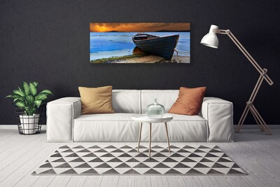 Cuadro en lienzo canvas Barco mar costa playa